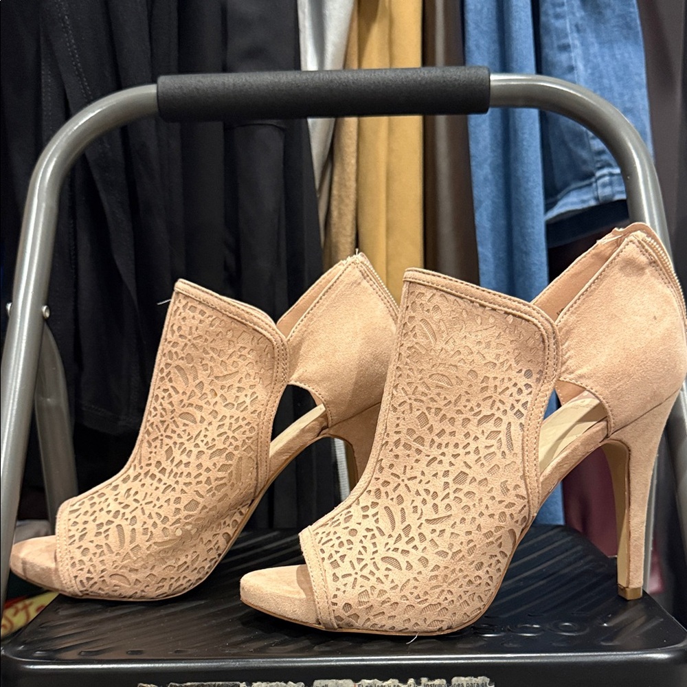 Fergalicious Blush Peep-Toe Heels